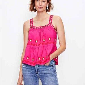 Pink Embroidered Sleeveless Top